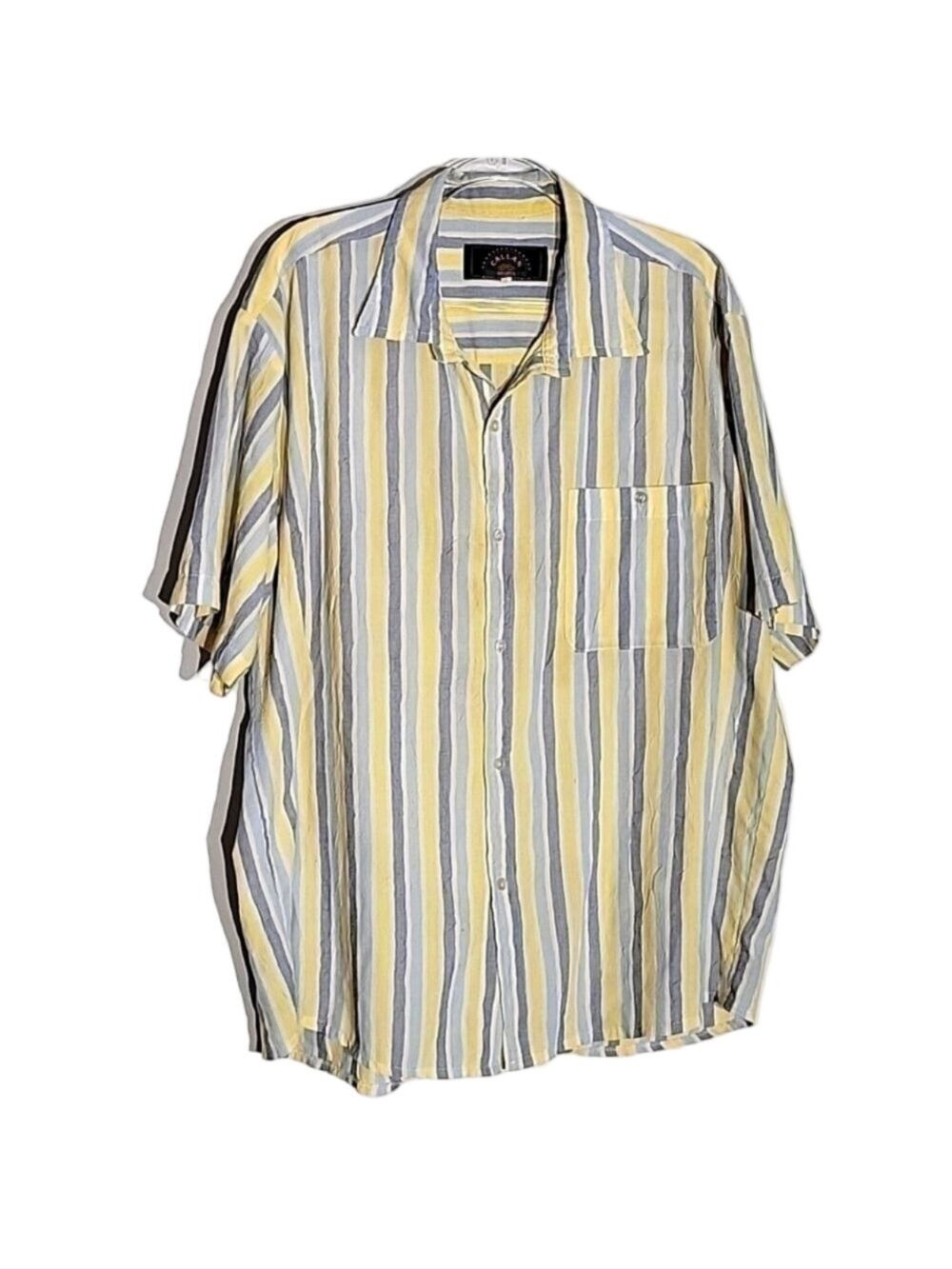 Callan Vintage Striped Men's Shirt Crushed/Creped Material, Size XL